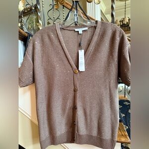 Chico’s NWT Unique & delicate Cardigan sweater. Teakwood. Sequins. Beautiful 0